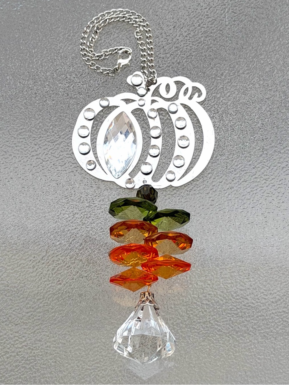 Pumpkin and Autumn Colored Prism Beads Suncatcher - Picture 3 of 7